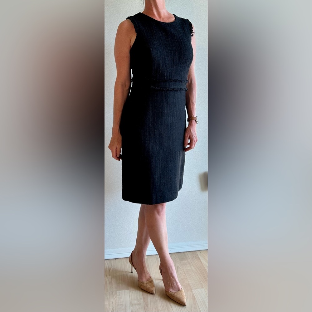 JCrew sleeveless black dress with unfinished seams. Size 6 (US)